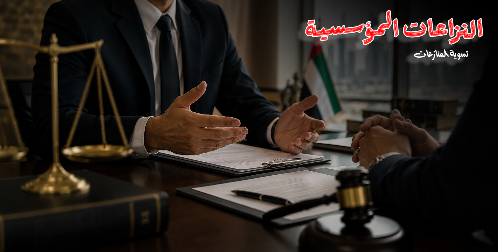 إدارة النزاعات المؤسسية في الإمارات | حلول قانونية لحماية المؤسسات وتسوية المنازعات