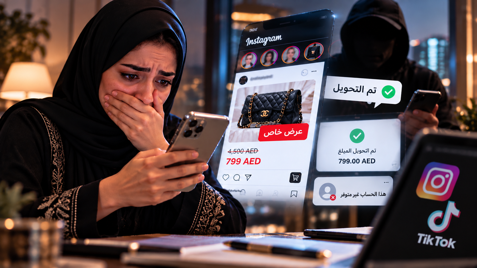 تعرضت للنصب في انستقرام أو تيك توك؟ تعرف على خطوات فتح بلاغ نصب إلكتروني في الإمارات، الأدلة المطلوبة، العقوبة القانونية،