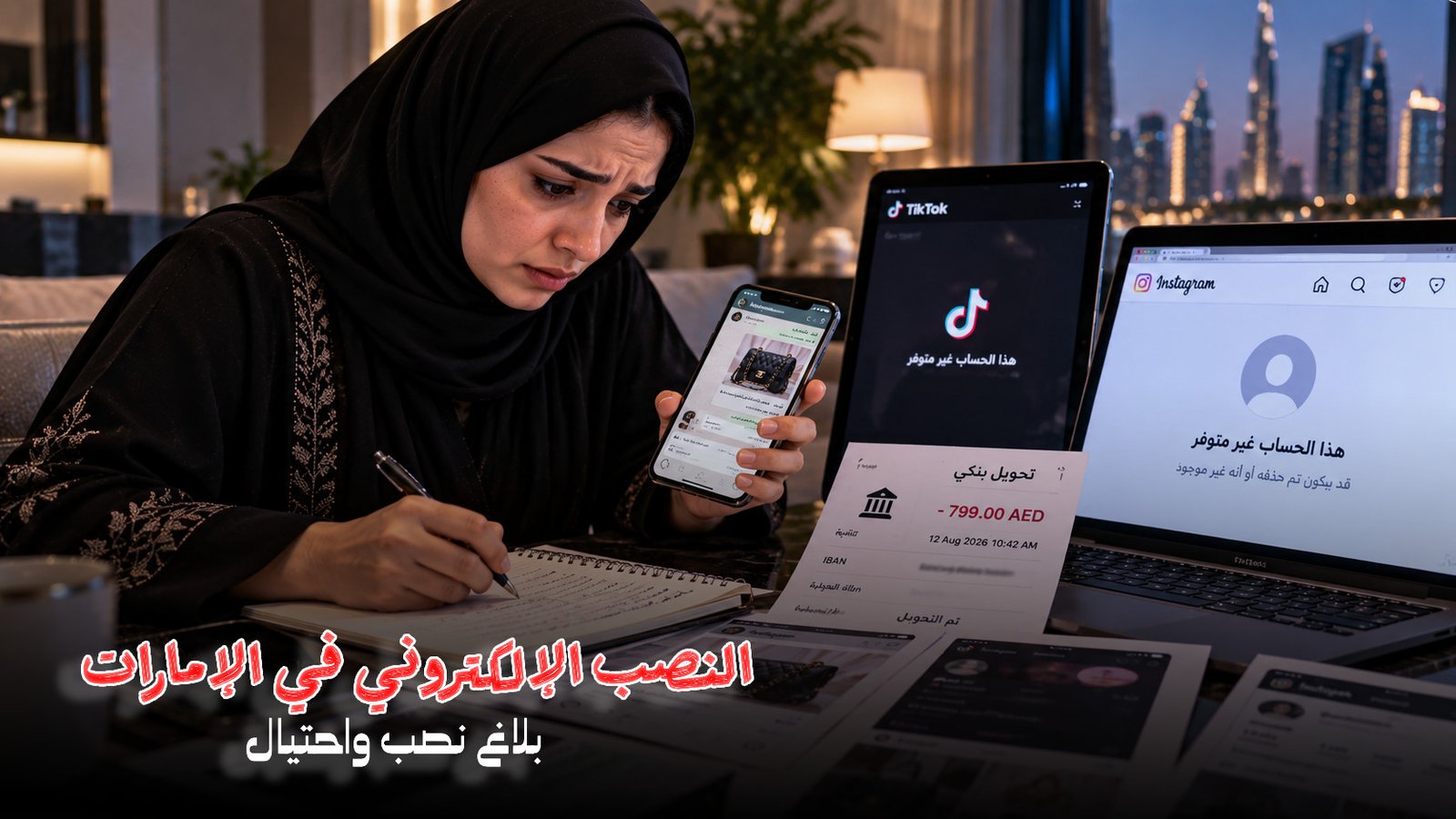 النصب الإلكتروني في الإمارات: كيف تفتح بلاغ نصب في انستقرام وتيك توك؟
