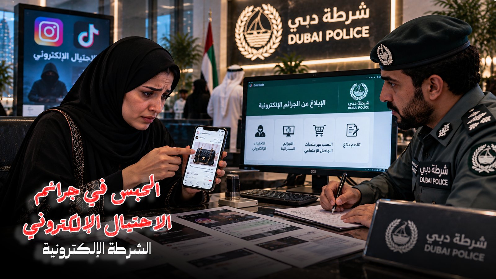 تعرضت للنصب في انستقرام أو تيك توك؟ تعرف على خطوات فتح بلاغ نصب إلكتروني في الإمارات، الأدلة المطلوبة، العقوبة القانونية،
